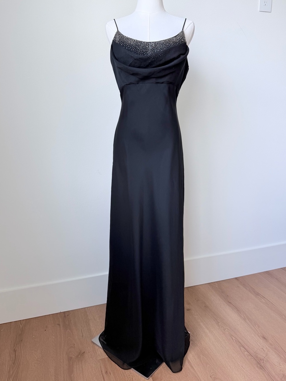 Cache Black Beaded Cowl Neck Maxi Dress